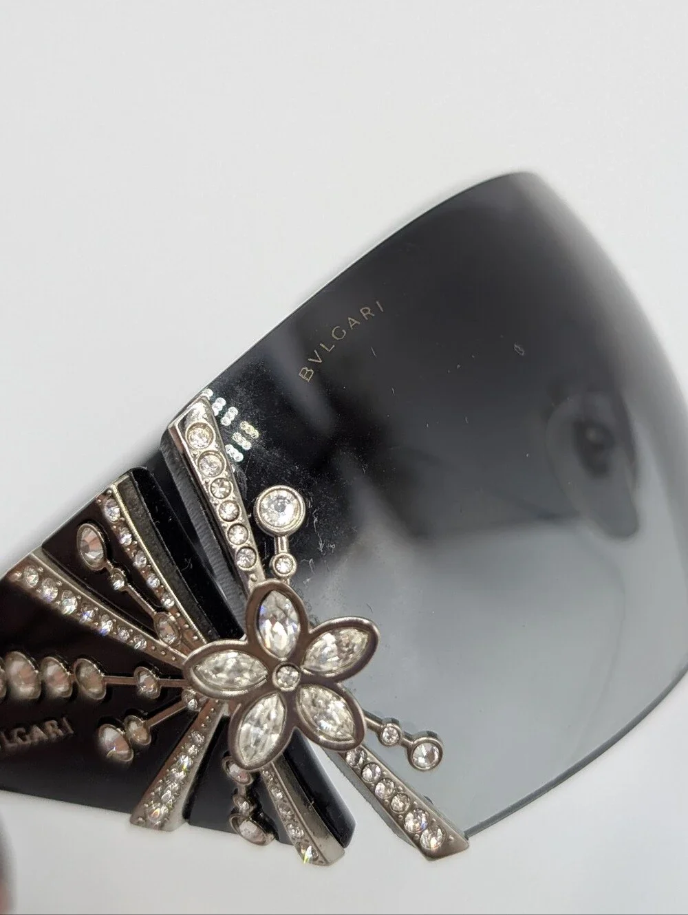 Bvlgari Limited Edition Crystal Black Shield Sunglasses